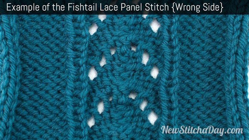 Example of the Fishtail Lace Panel Stitch. (Wrong Side)