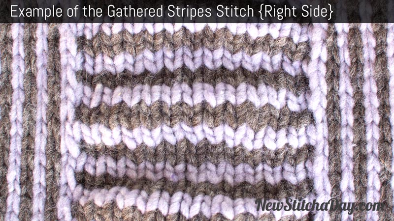 Example of the Gathered Stripes Stitch. (Right Side)