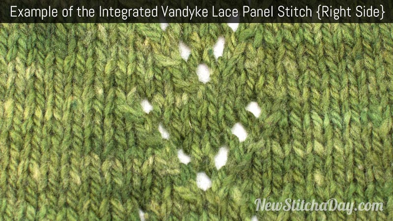 Example of the Integrated Vandyke Lace Panel Stitch. (Right Side)