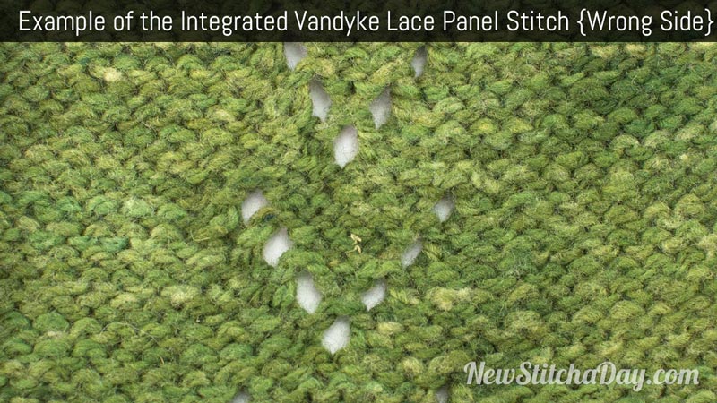 Example of the Integrated Vandyke Lace Panel Stitch. (Wrong Side)