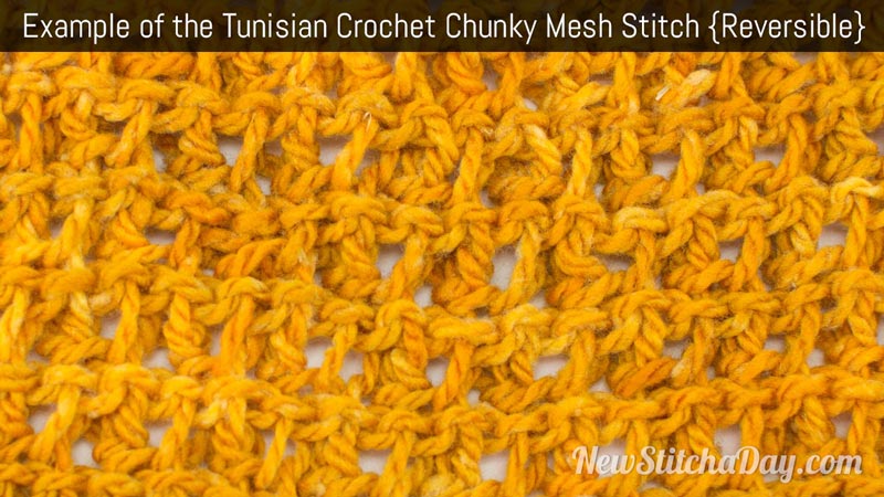 Example of the Tunisian Crochet Chunky Mesh Stitch. (Reversible)