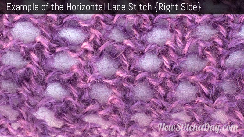 Horizontal Lace Stitch Knitting Stitch New Stitch a Day