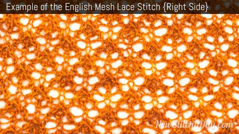 Example of the English Mesh Lace Stitch. (Right Side)