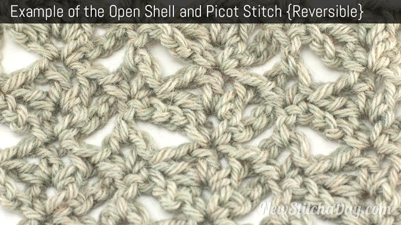 Example of the Open Shell and Picot Stitch. (Reversible)