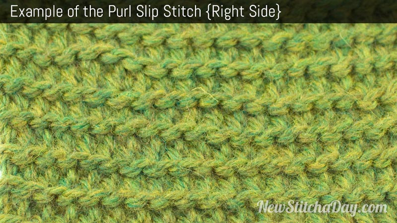 Example of the Purl Slip Stitch. (Right Side)