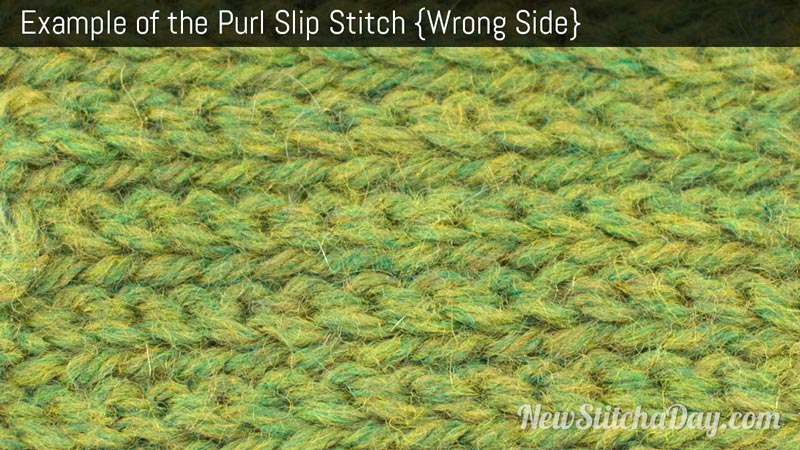 Example of the Purl Slip Stitch. (Wrong Side)