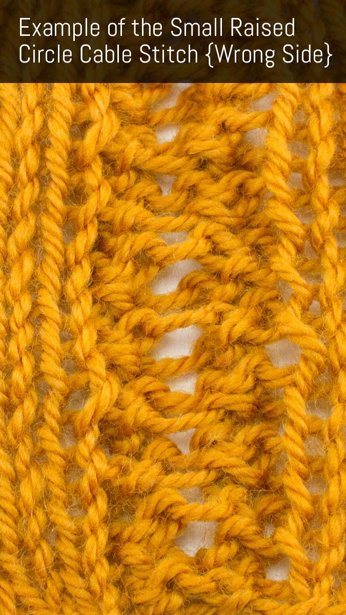 Example of the Small Raised Circle Cable Stitch. (Wrong Side)