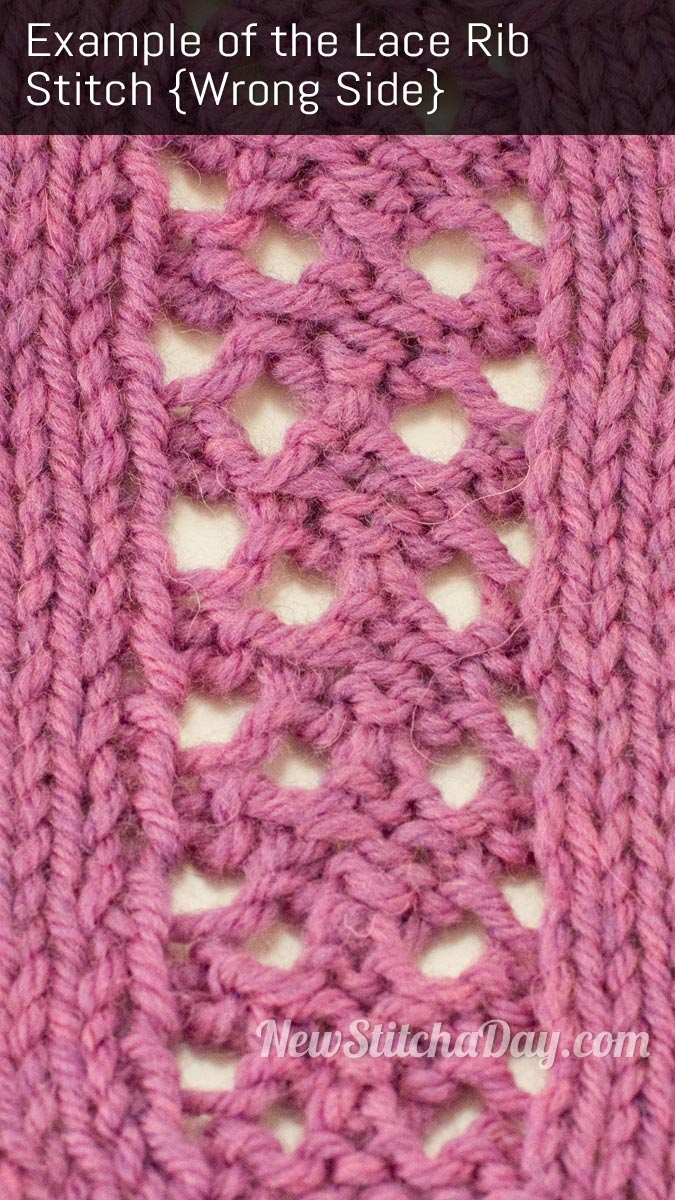 Example of the Lace Rib Stitch. (Wrong Side)
